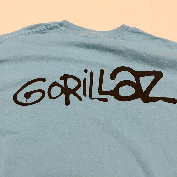 Vintage Gorillaz Long Sleeve T Shirt Double Sided Graphic Size Medium Y2K Blue - Picture 10 of 16